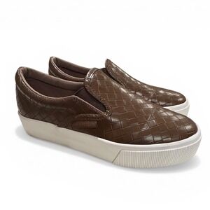 Superga 2790 Woven Brown Slip On white Sole Sneakers Women's Size 7